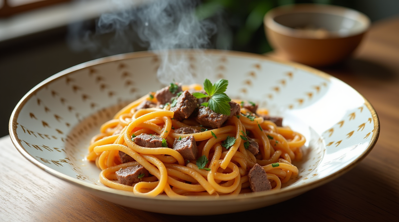 High Protein Creamy Beef Pasta
